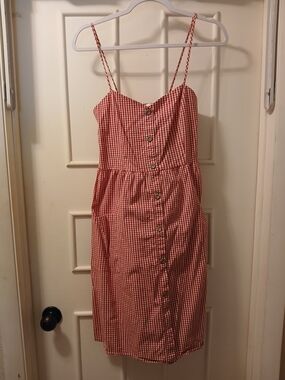Potter's Pot Red Gingham Button-Front Mini Sundress